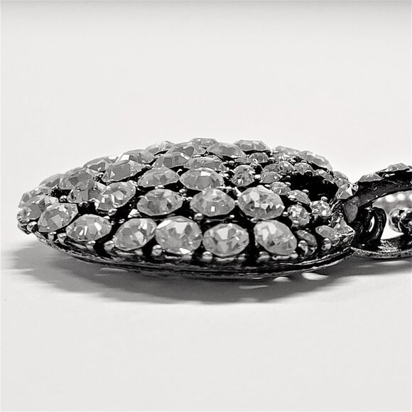 Crystal Glitter Pendant Necklace, Long Silver Tone Necklace - Picture 4 of 13